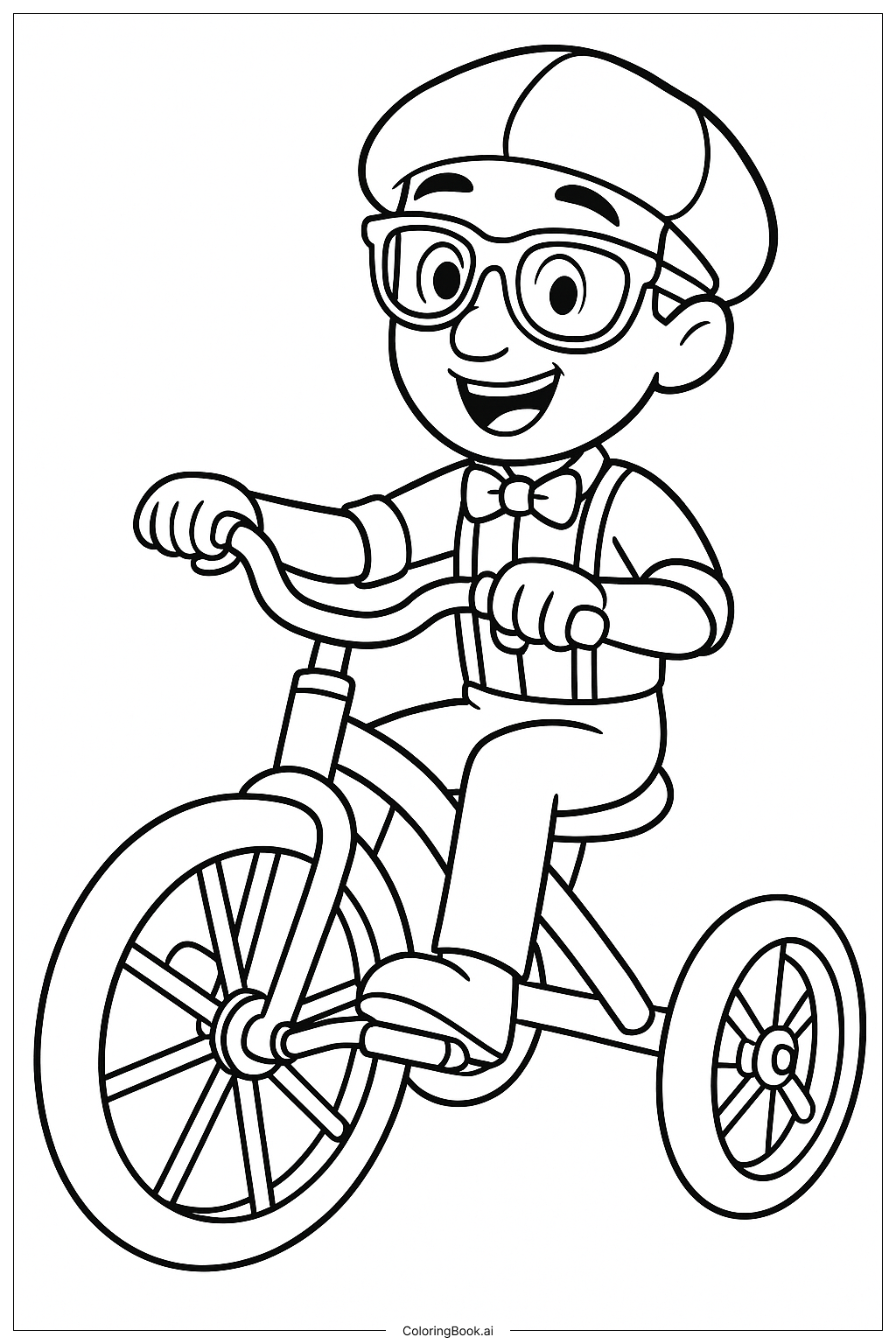  ブリッピの三輪車乗りの塗り絵ページ 