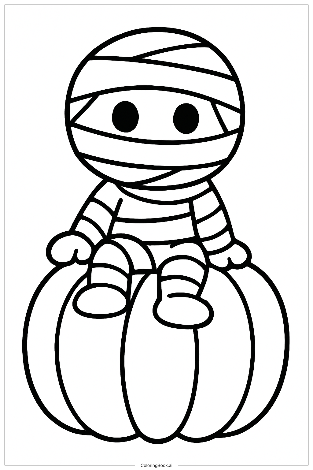  Mummy Sitting On A Pumpkin Coloring Page 