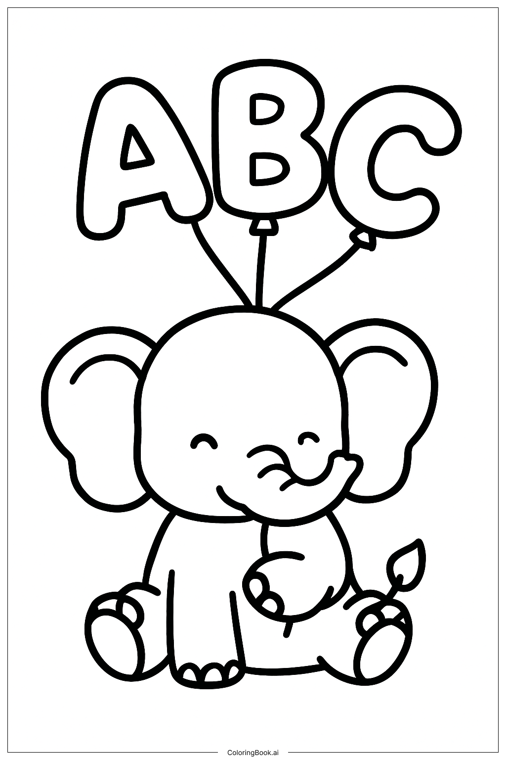 Página para colorear de ABC Elefante Bebé