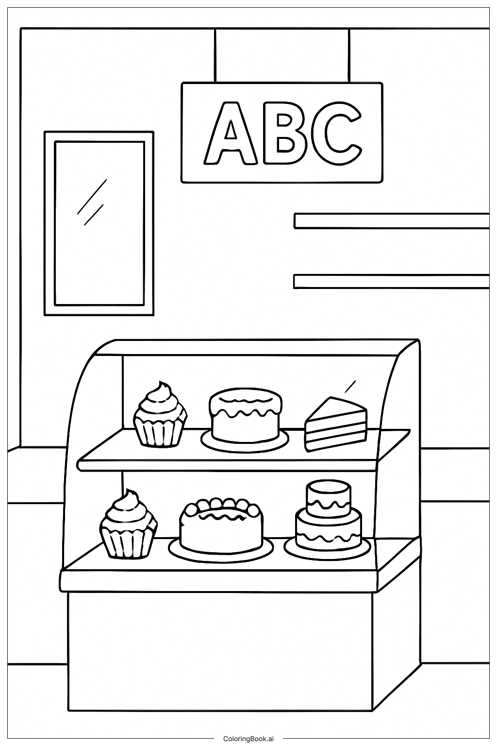 Página para colorear de Tienda de Panadería ABC