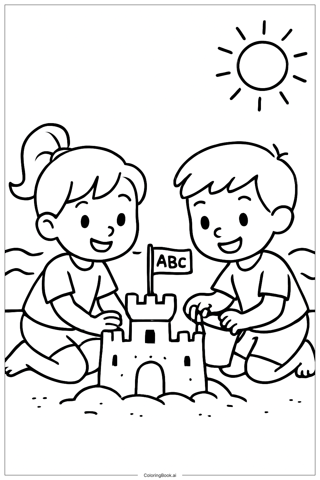 Página para colorear de Día de Playa ABC