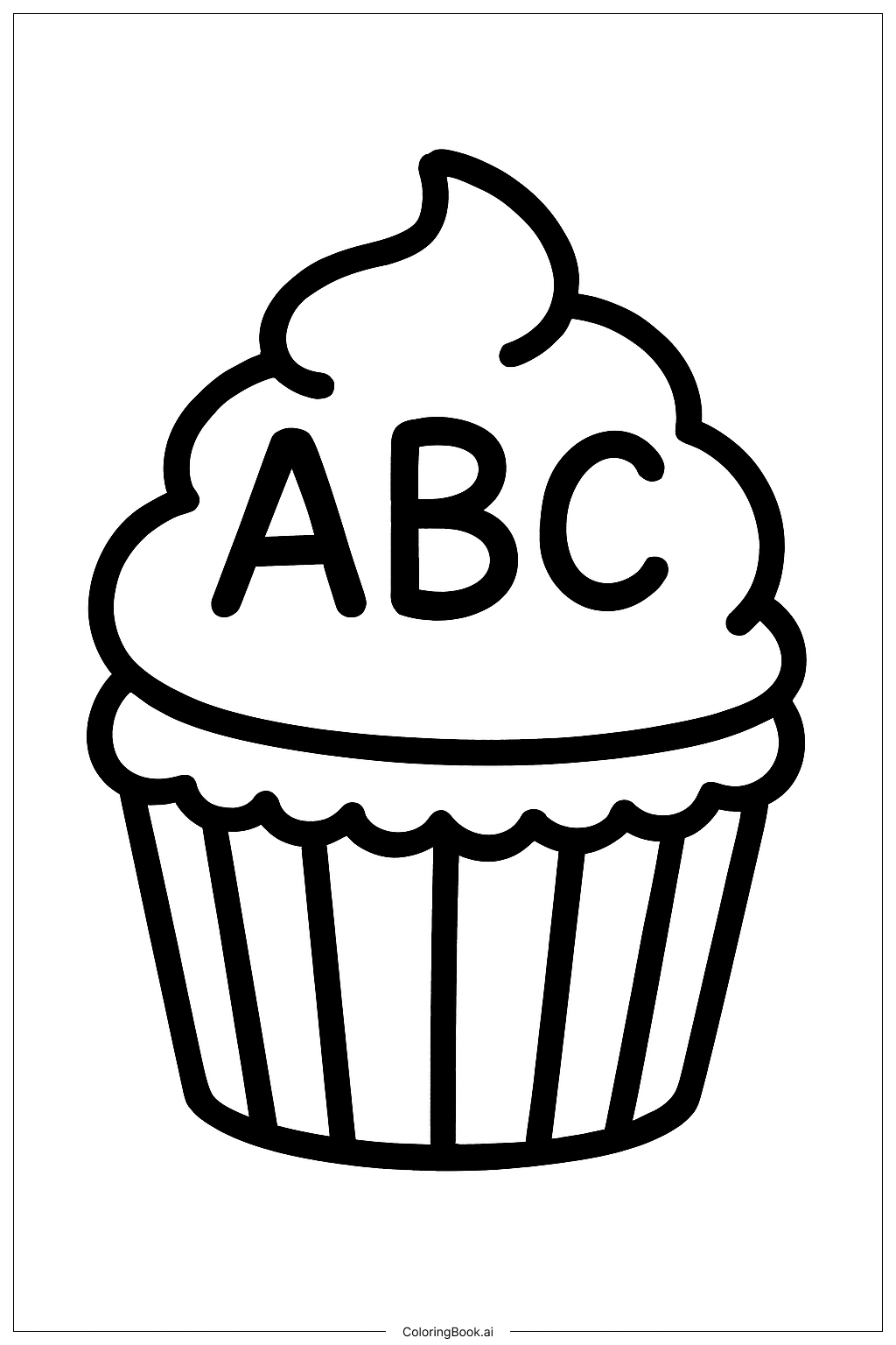 Página para colorear de Delicia de Cupcake ABC