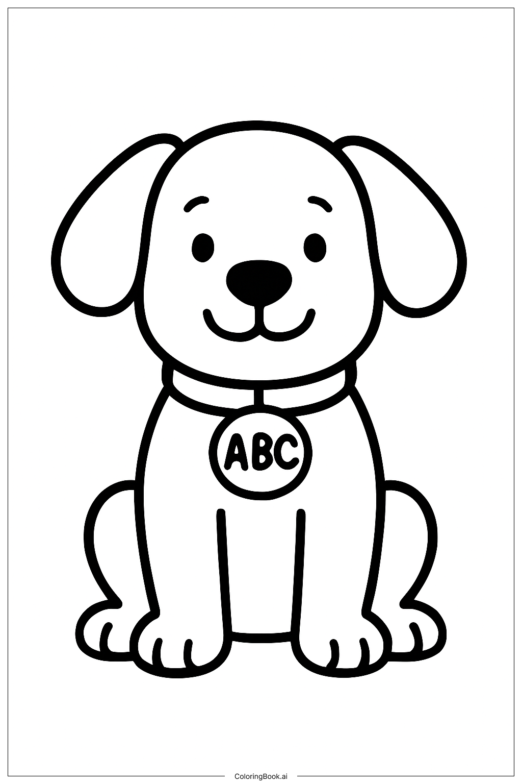 Página para colorear de Perro Amigable ABC