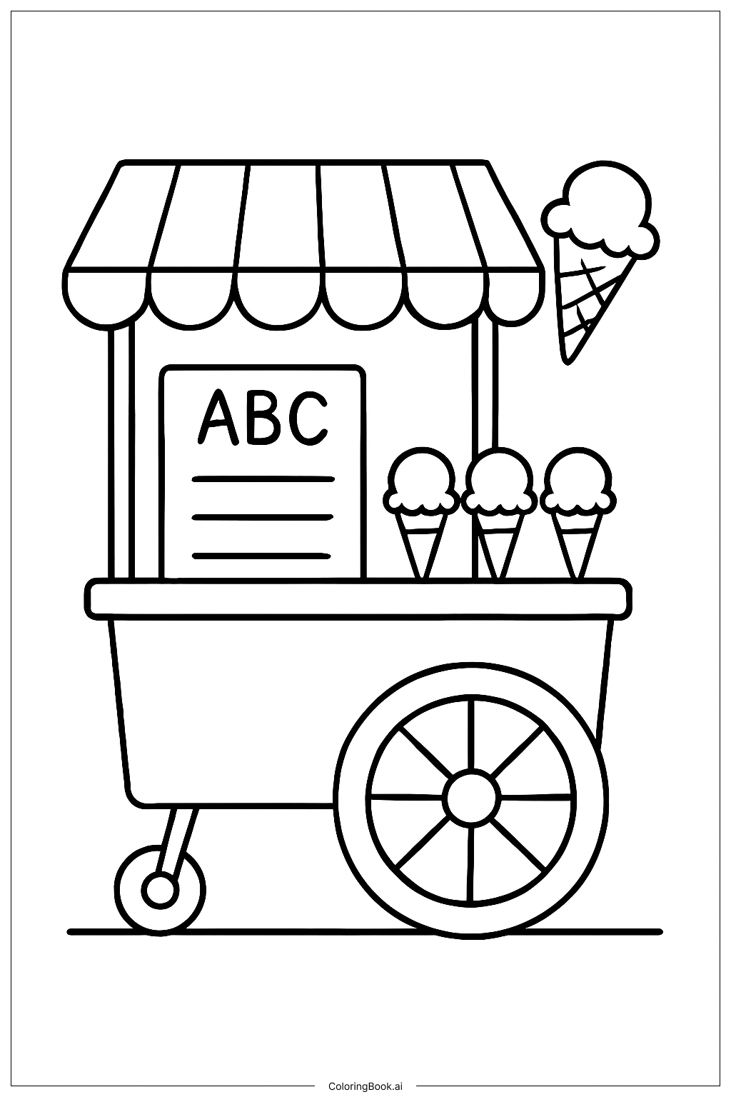 Página para colorear de Puesto de Helados ABC