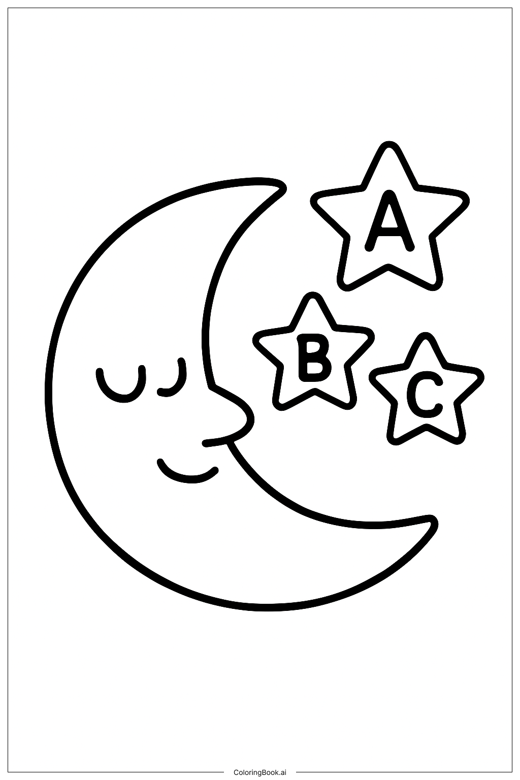 Página para colorear de Luna Somnolienta ABC