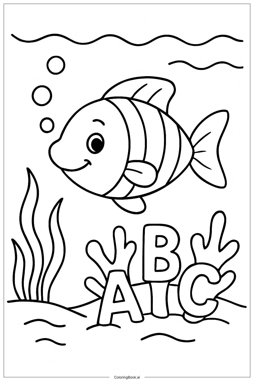 Página para colorear de Escena Submarina ABC