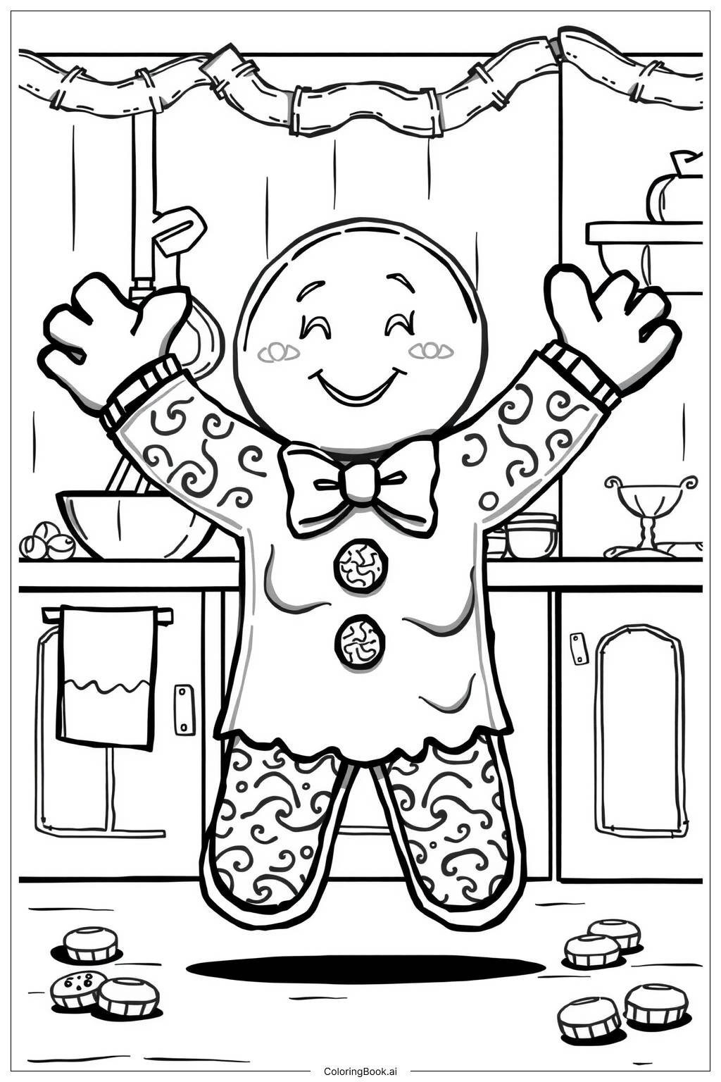  Smiling Gingerbread Man-2 Coloring Page 