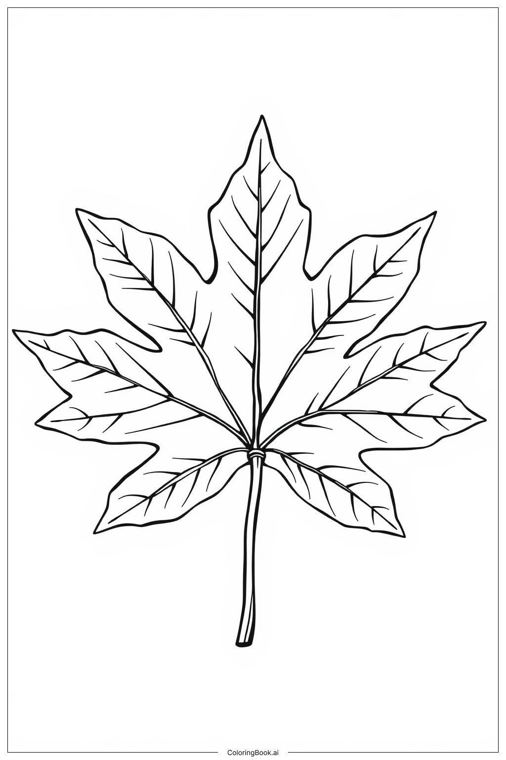  Página para colorear de Hoja de Maple Simple-2 