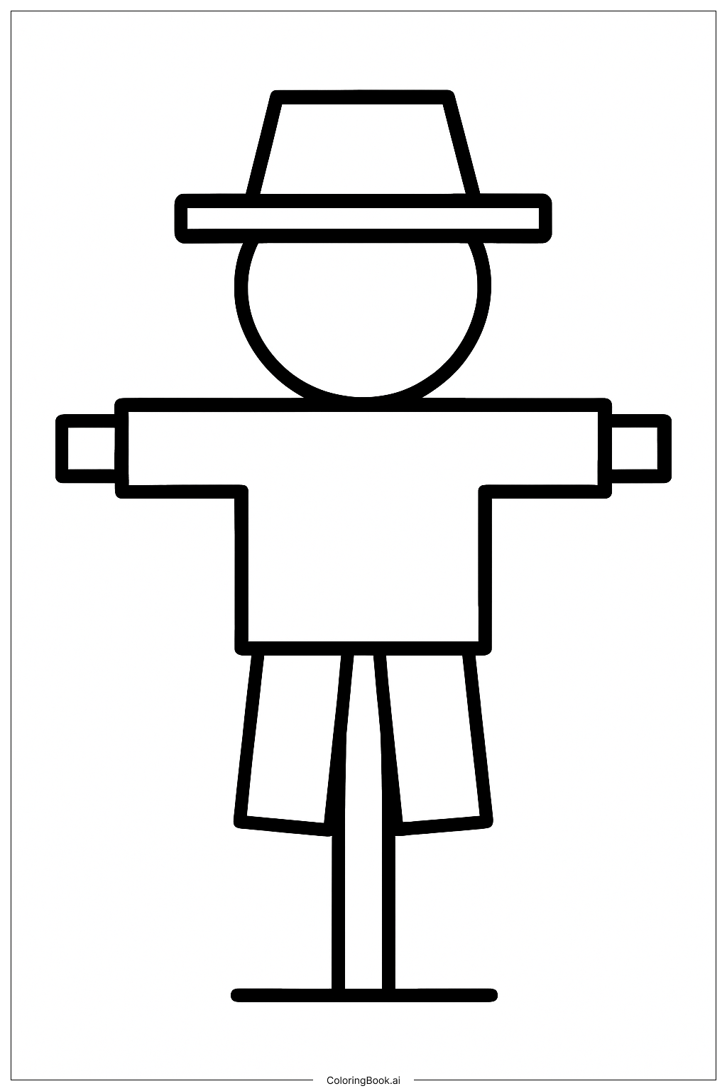 Scarecrow Made Of Simple Shapes Coloring Page