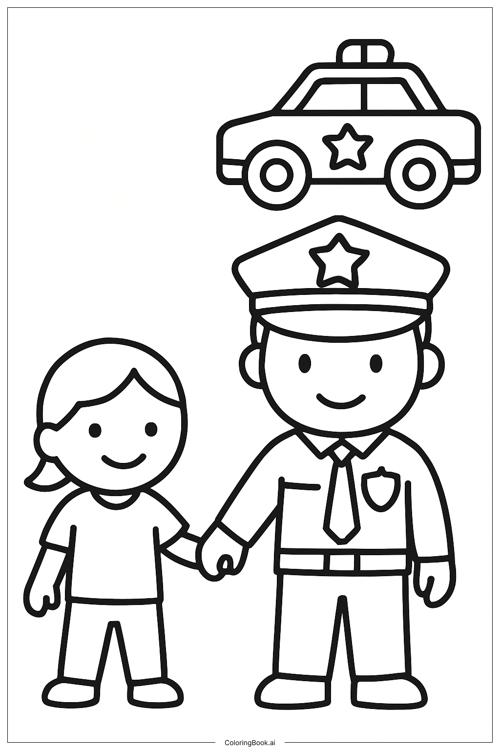  Police Officer Helping a Child Coloring Page 