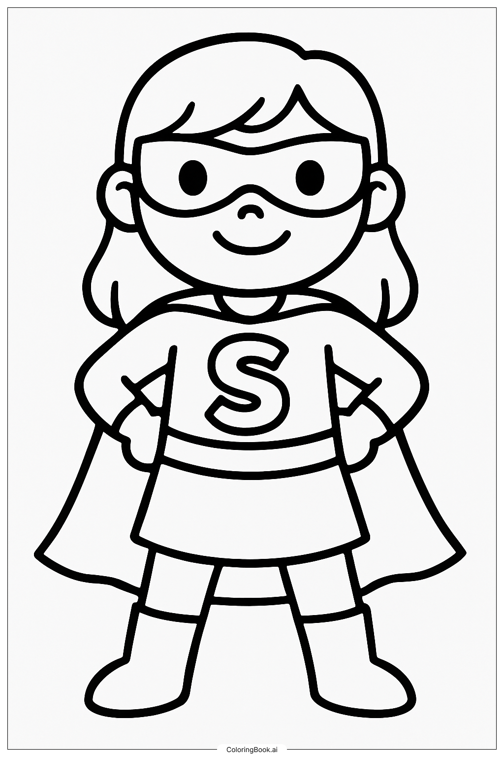 Starke Mädchen-Superheldin Ausmalseite