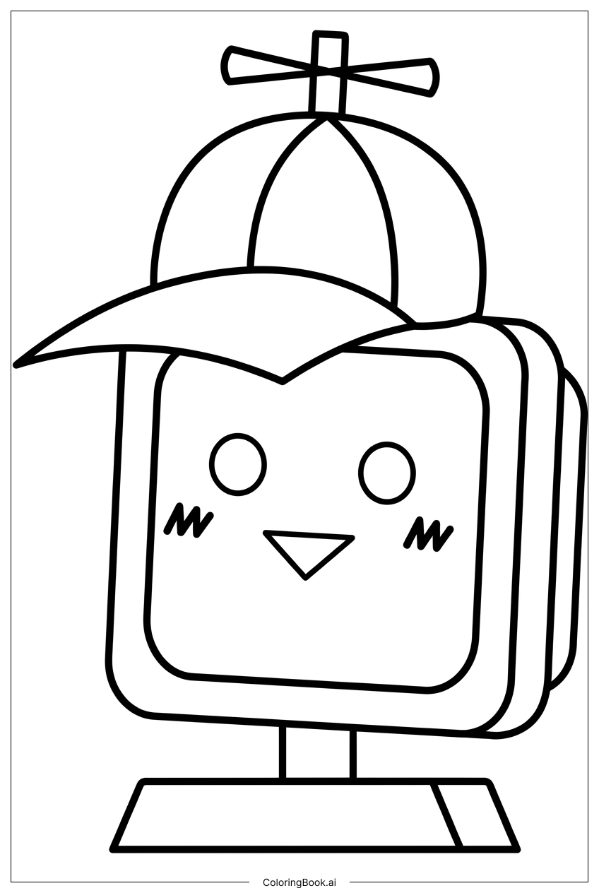 Page de coloriage Sprunki Enfant Console Casquette Tournante Prêt