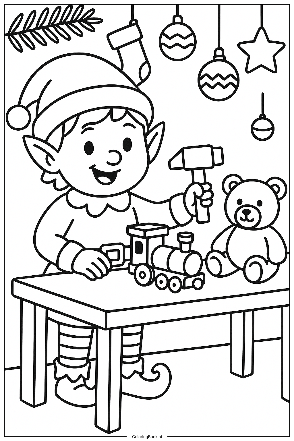 Christmas Elf Making Toys