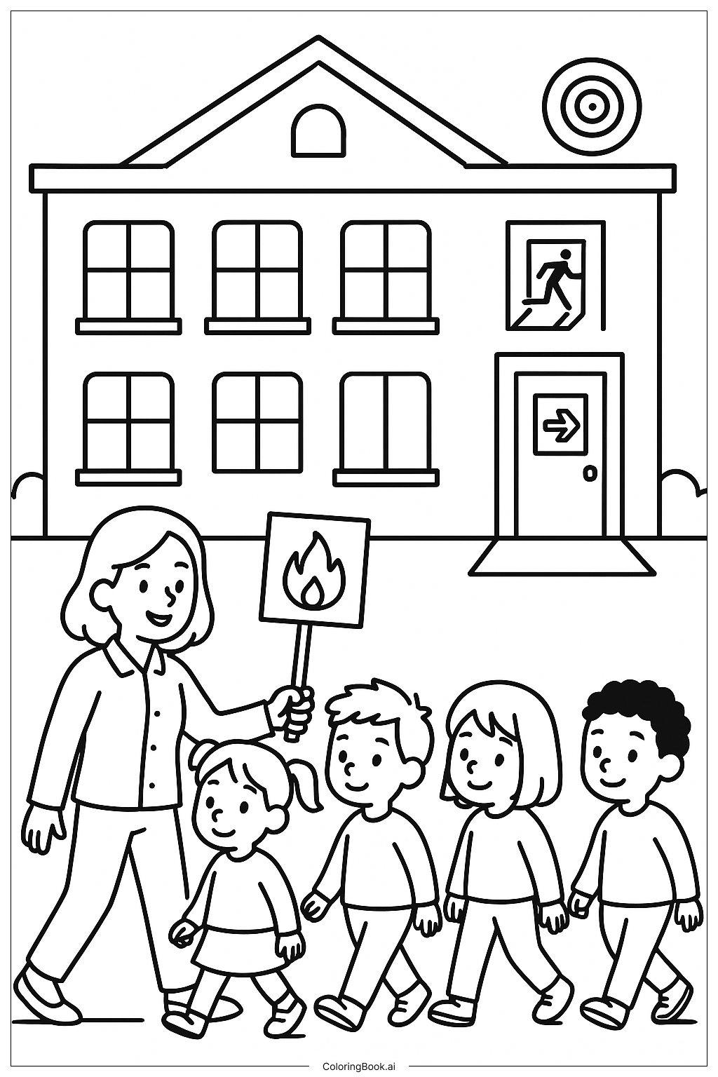 学校的消防演习填色页