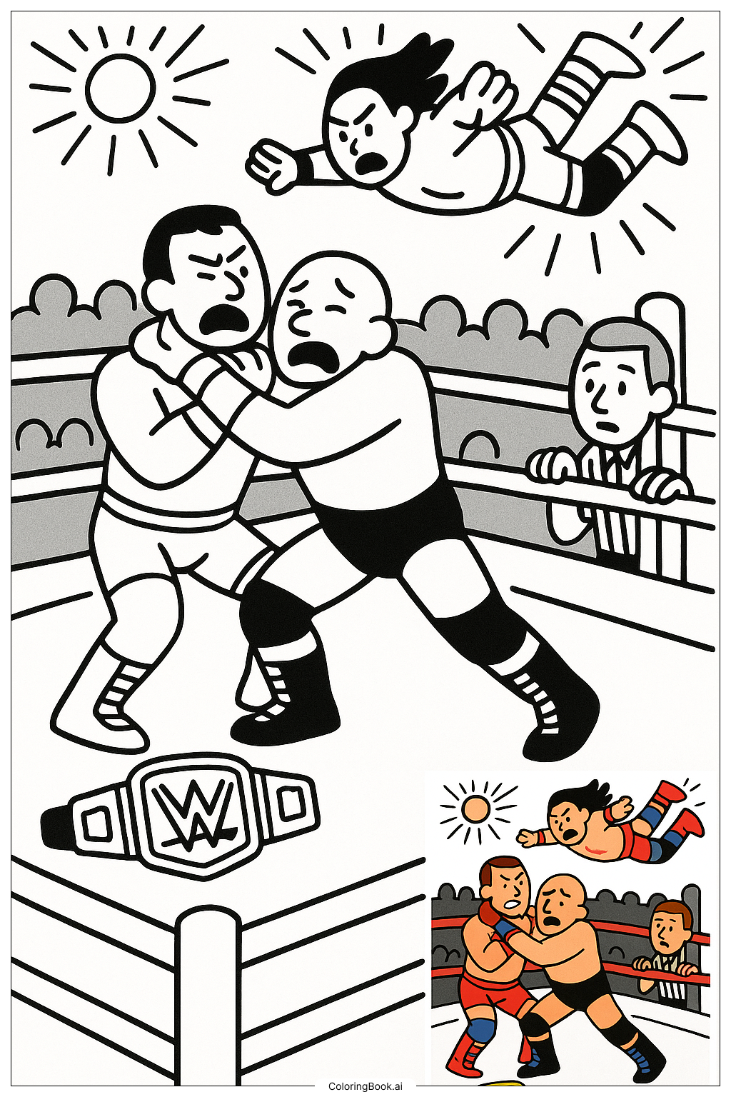 Trang tô màu Các đô vật WWE trong trận đấu đội
