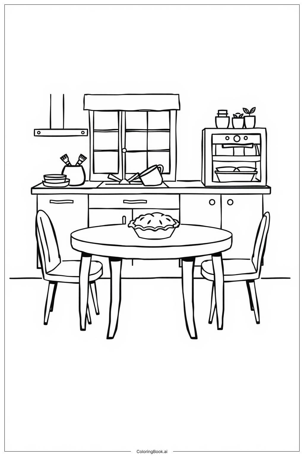  Apple Pie on a Kitchen Table Coloring Page 