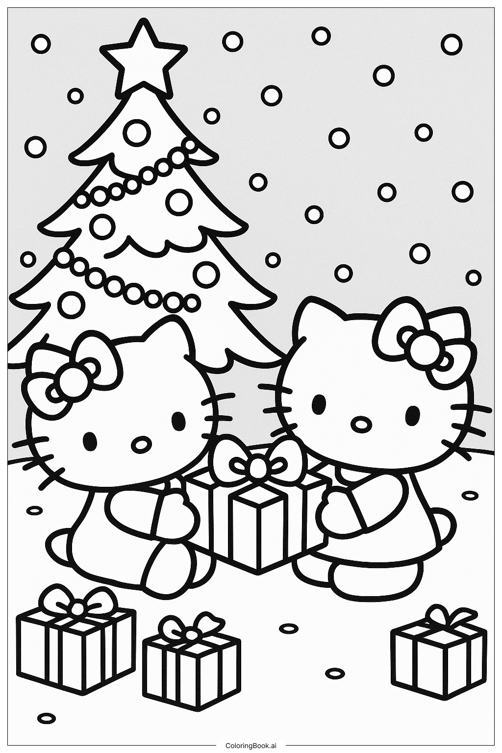  Hello Kitty And Mimmy Sharing A Gift Coloring Page 