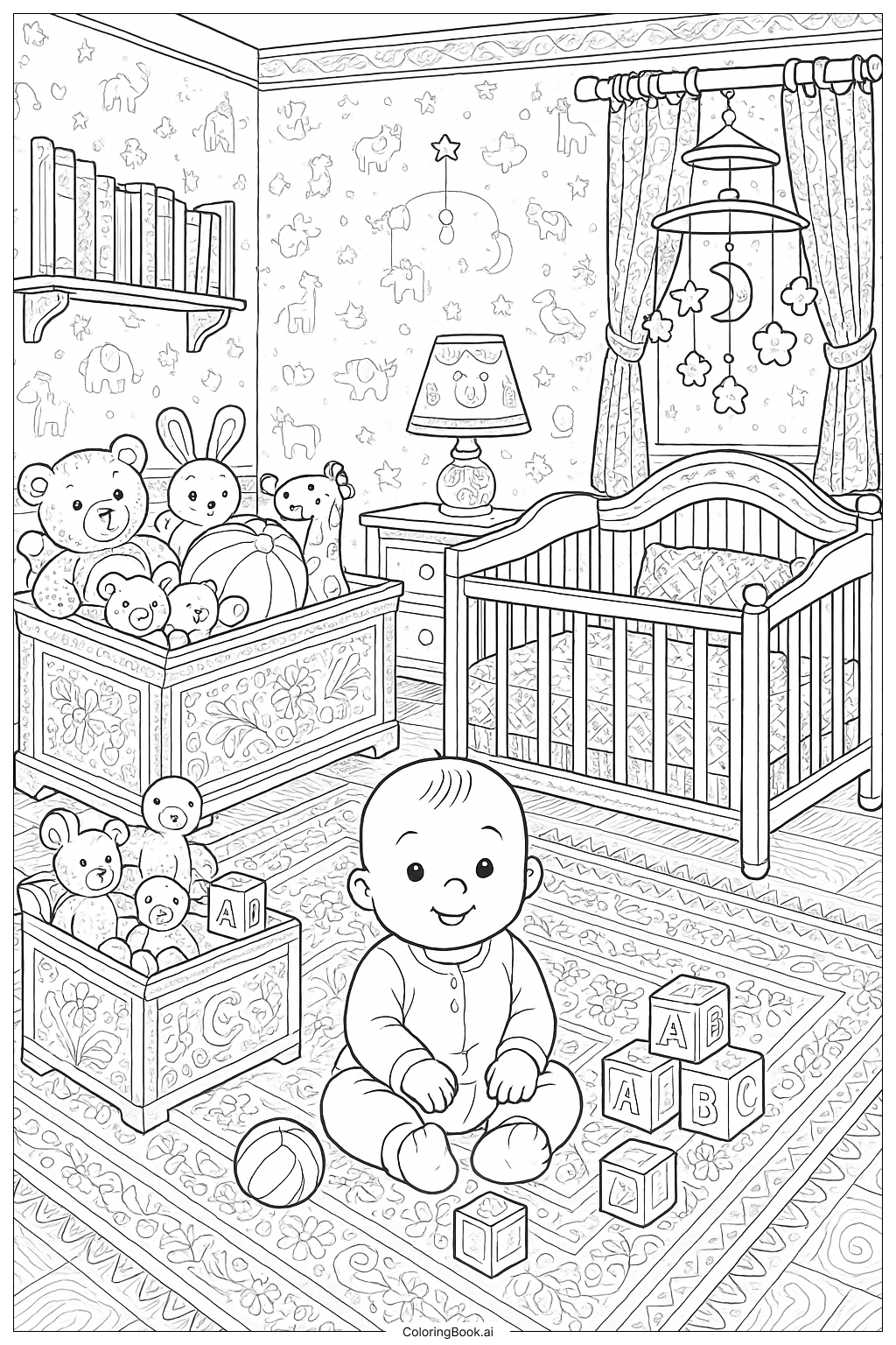 Baby In A Detailed Nursery Room