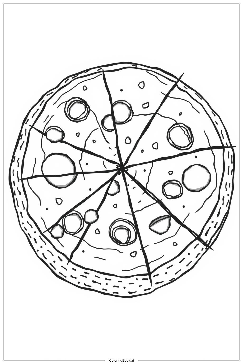  Realistic Pizza with Detailed Crust-2 Coloring Page 