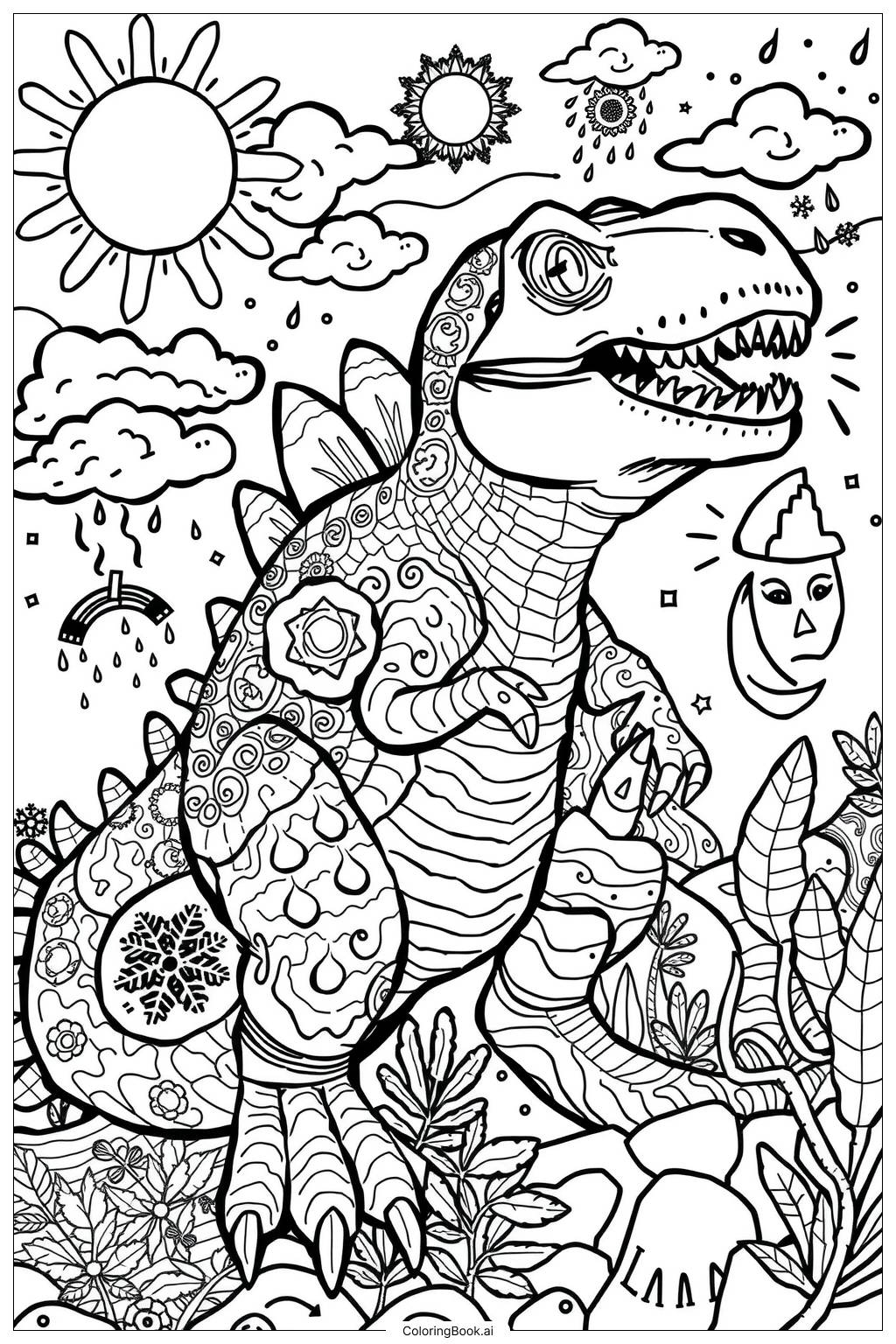  Dinosaur Weather Helper-2 Coloring Page 