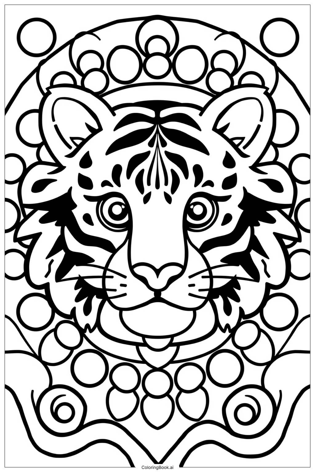  Página para colorir de Design Intricado de Tigre 