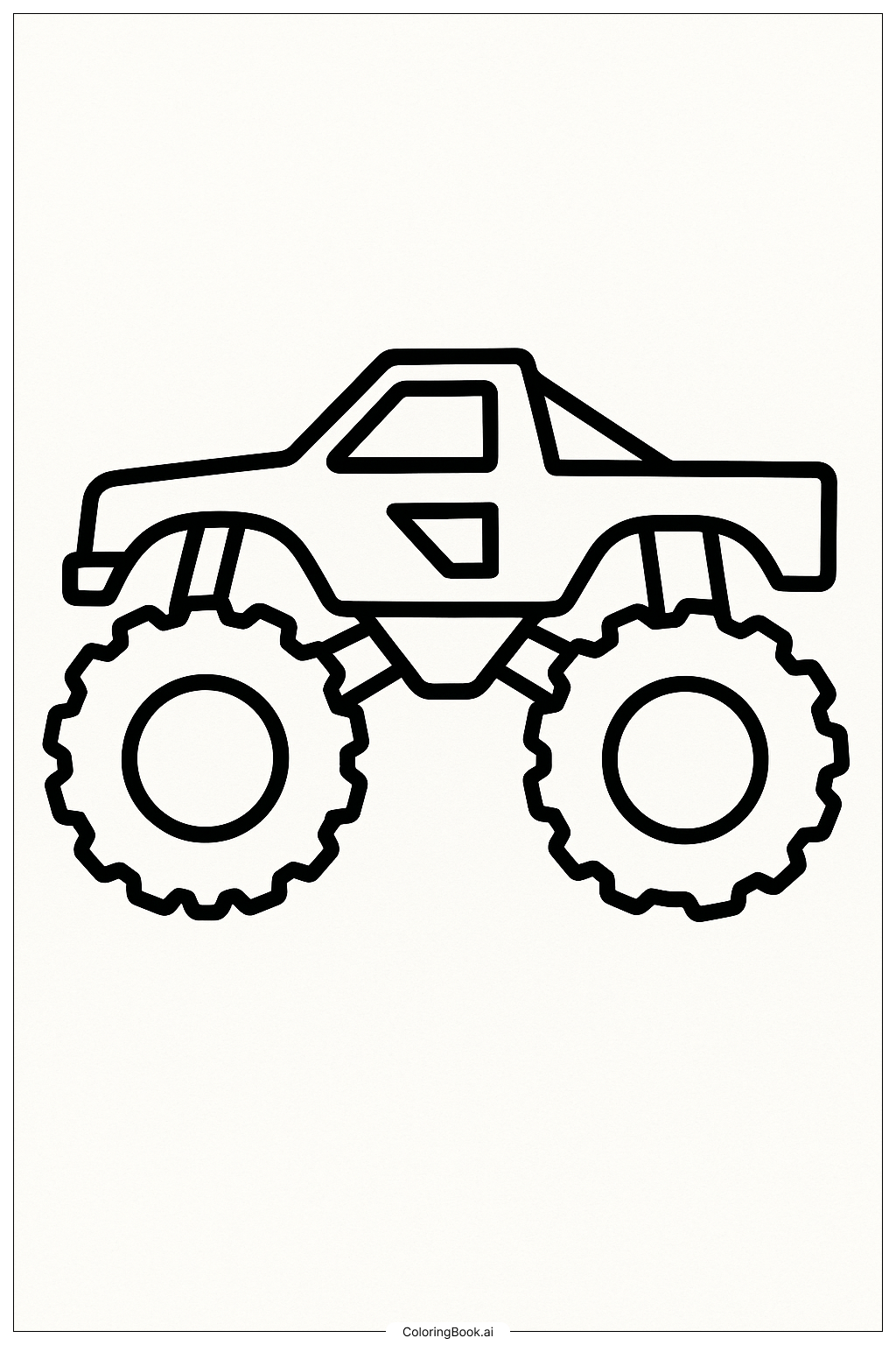  シンプルなモンスタージャムトラックのプロフィールの塗り絵ページ 