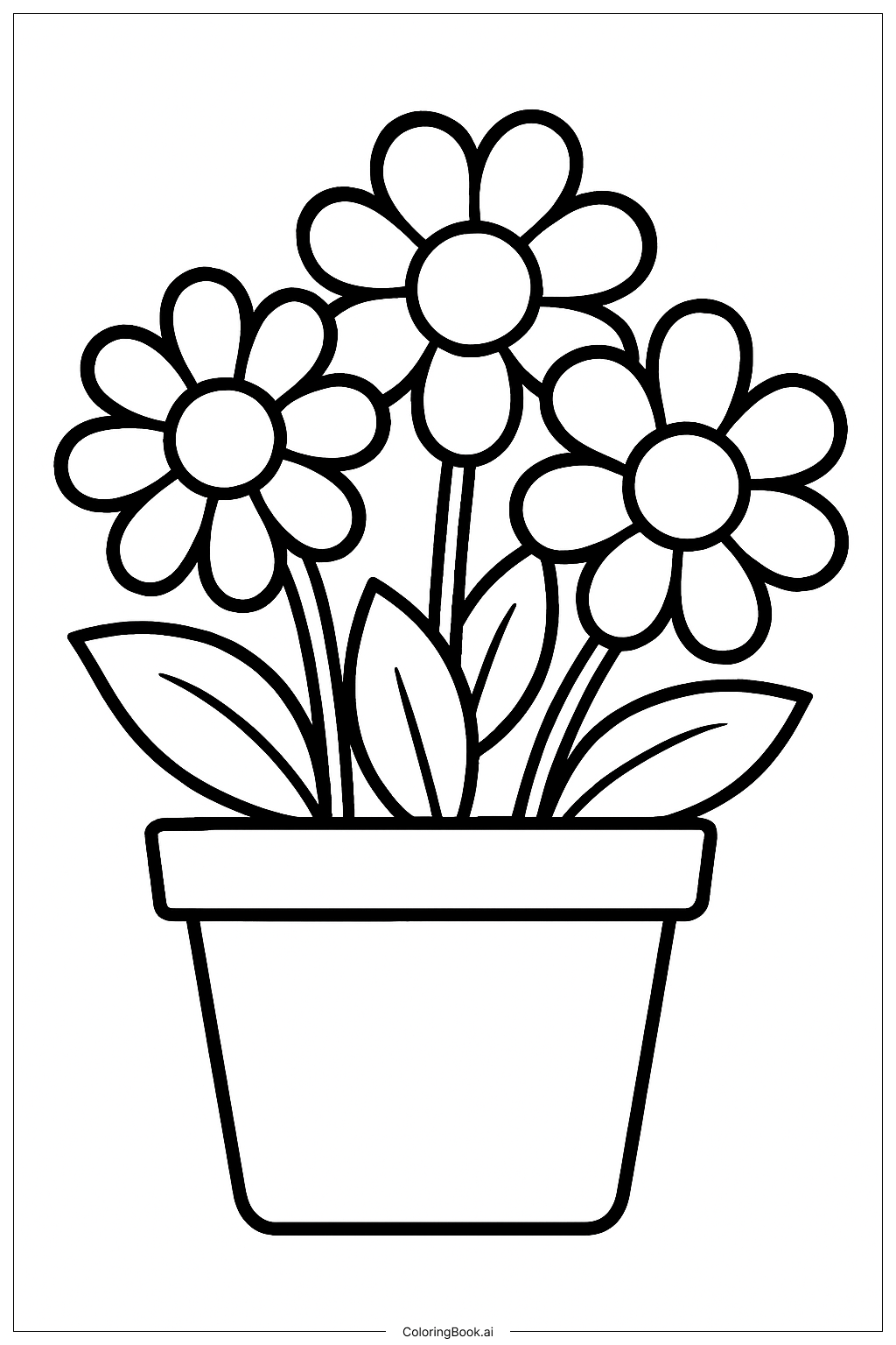  Página para colorir de Um Vaso Simples de Flores de Jardim 