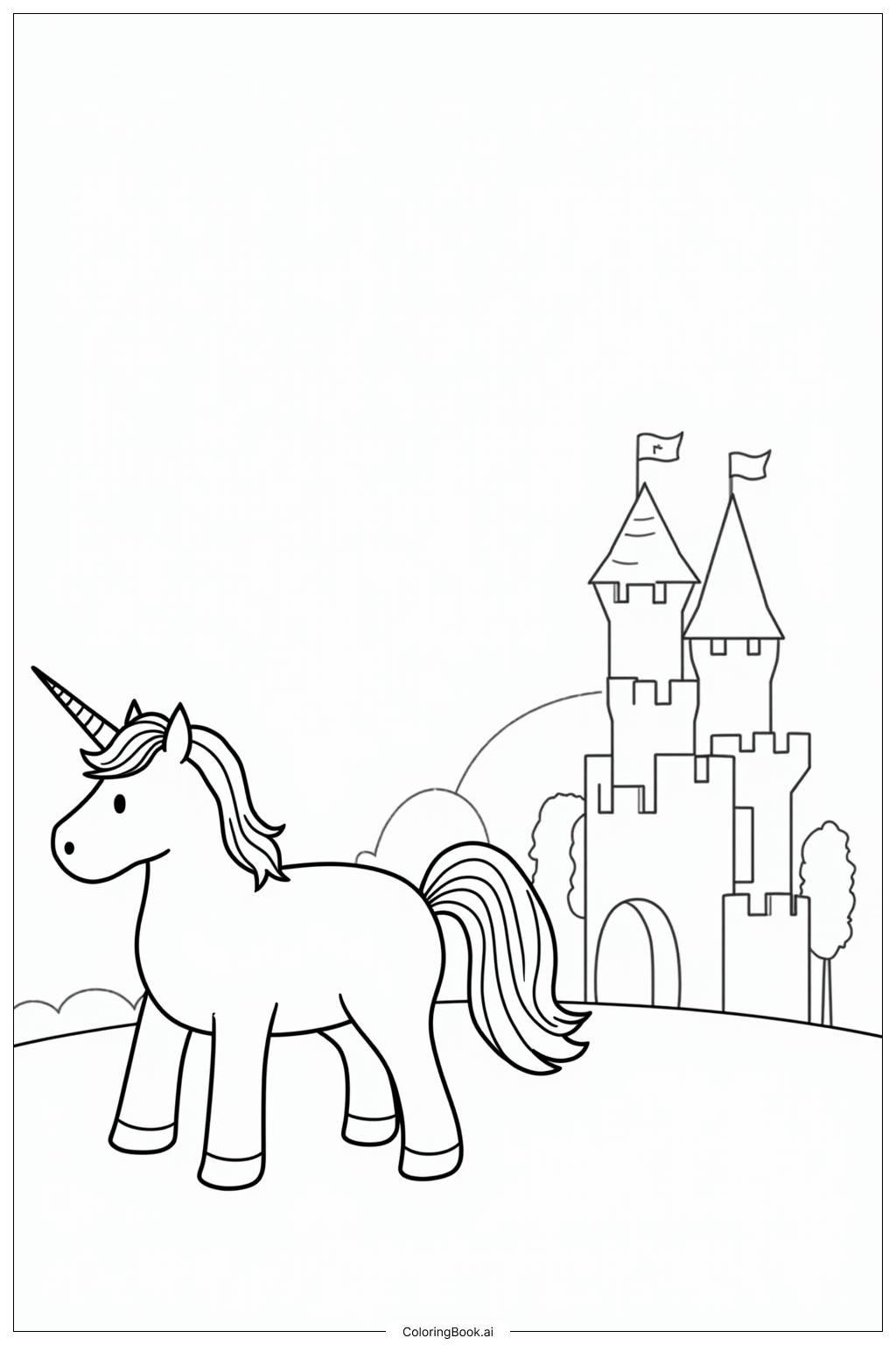  Page de coloriage Château de Licorne Créatures Magiques 