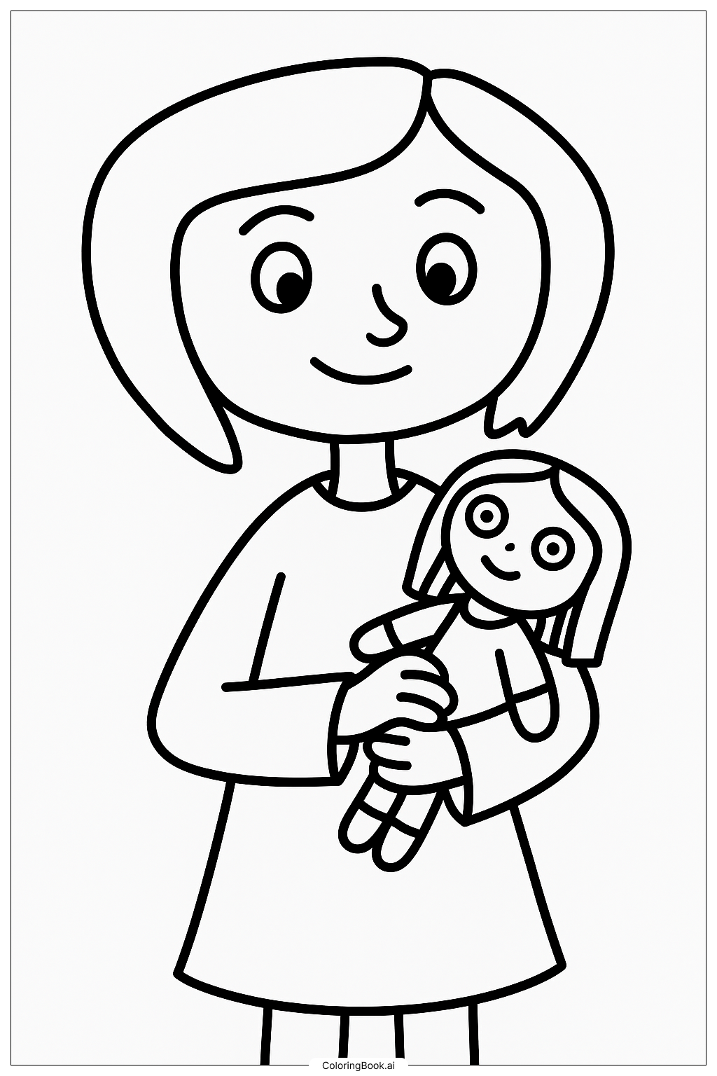  Coraline 與她最愛的洋娃娃著色頁 