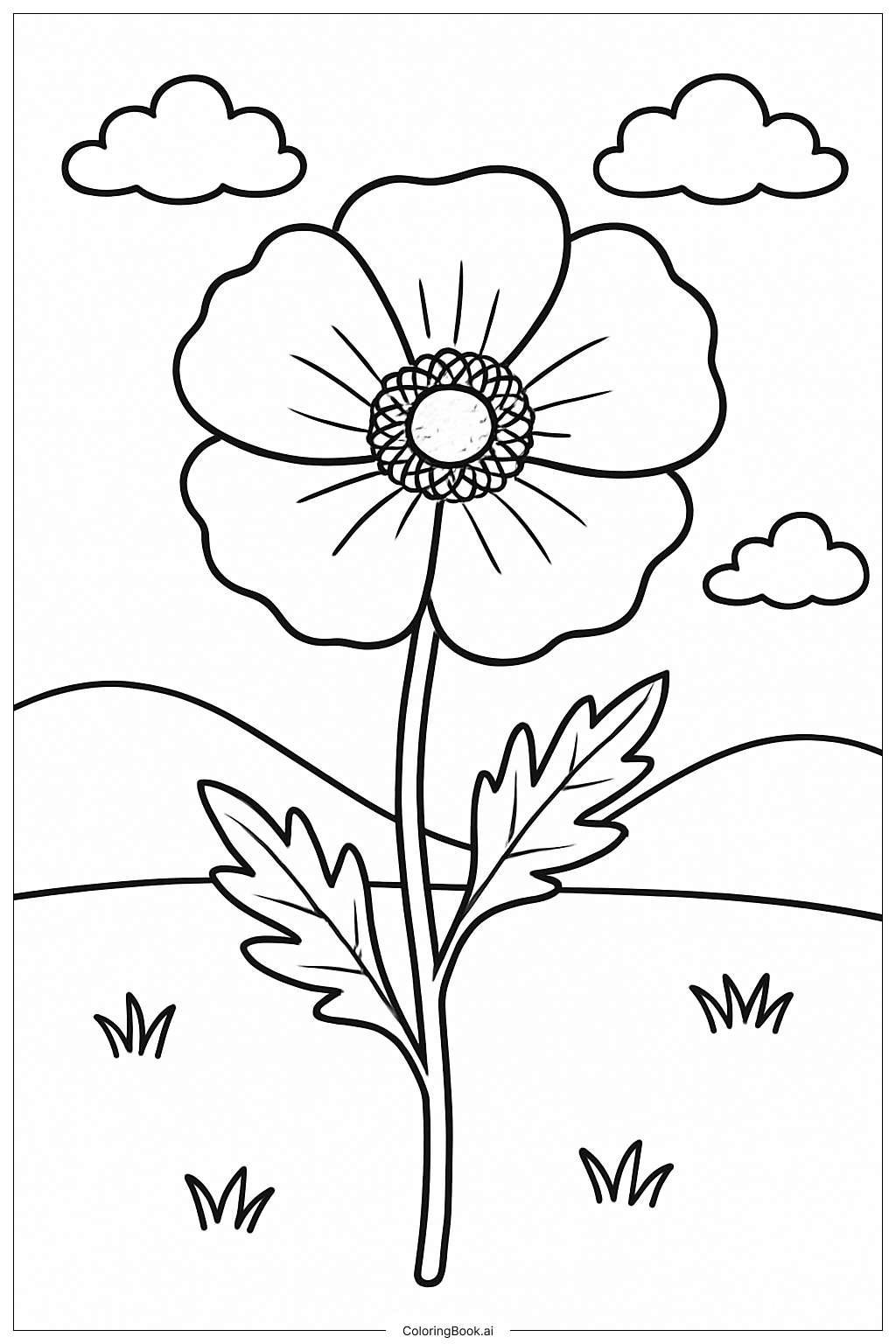  Trang tô màu Hoa Anh Túc Nhớ Đỏ 