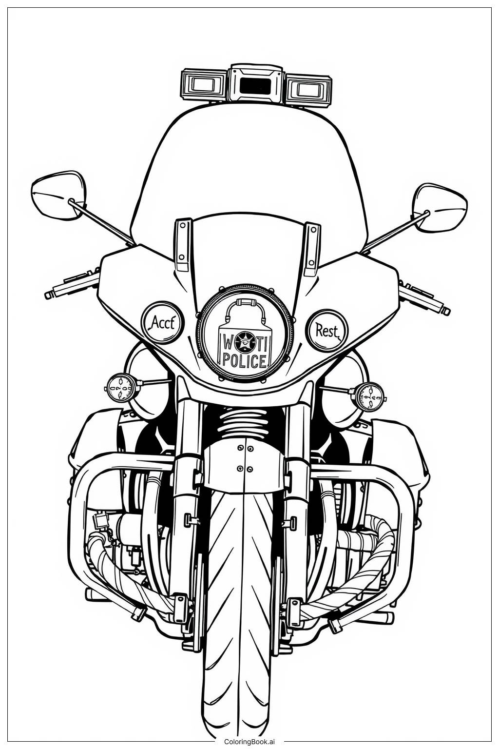  Página para colorear de Motocicleta de Policía Roja-2 