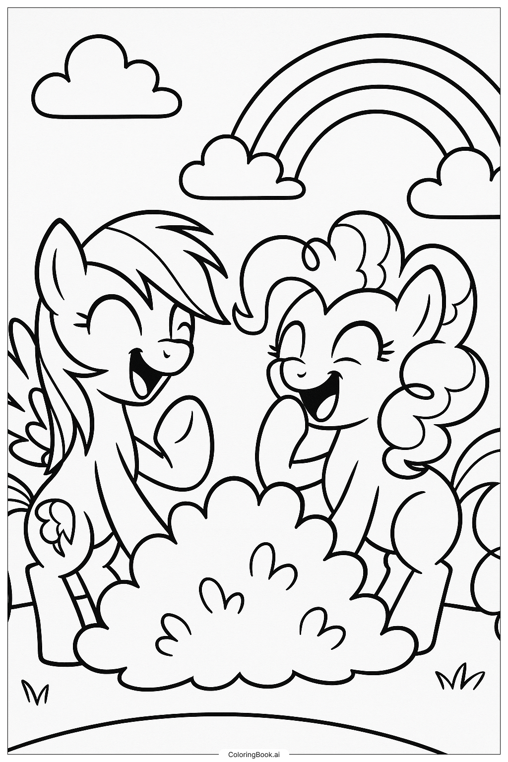 Trang tô màu Rainbow Dash Và Pinkie Pie Đùa Vui