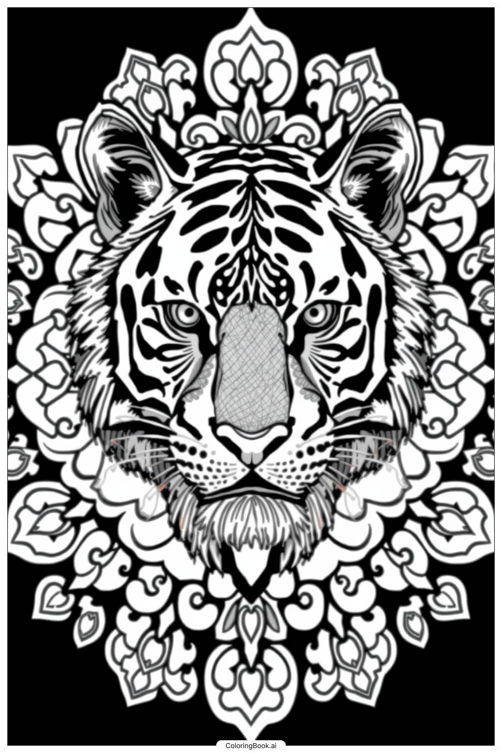  Intricate Tiger Design-2 Coloring Page 