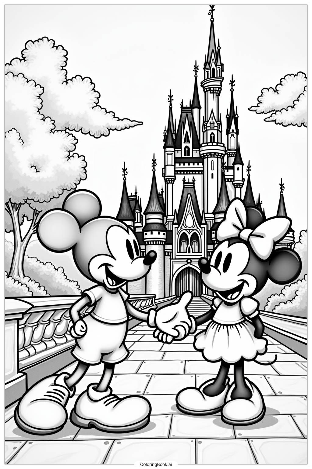  Página para colorear de Desfile del Castillo de Disney 