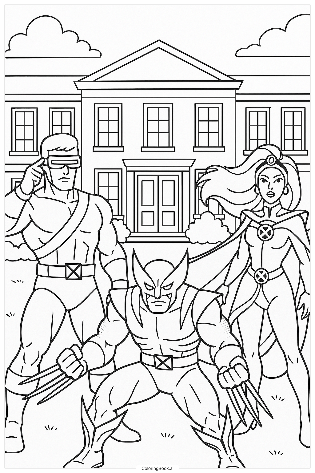 Trang tô màu X-Men Bảo vệ Học viện X-Mansion