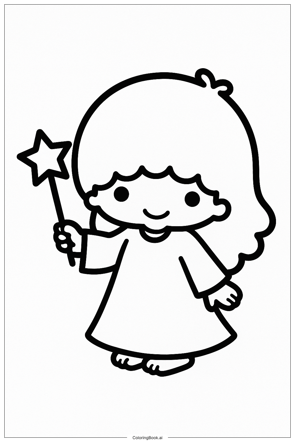  Lala From Little Twin Stars With Her Wand Coloring Page 