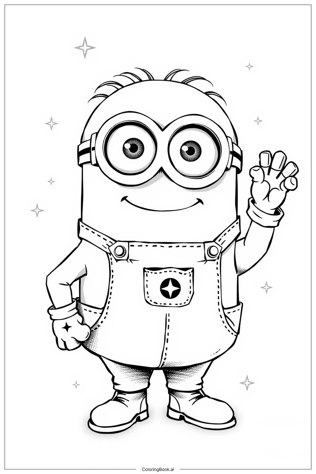  minion waving and smiling-2 Coloring Page 