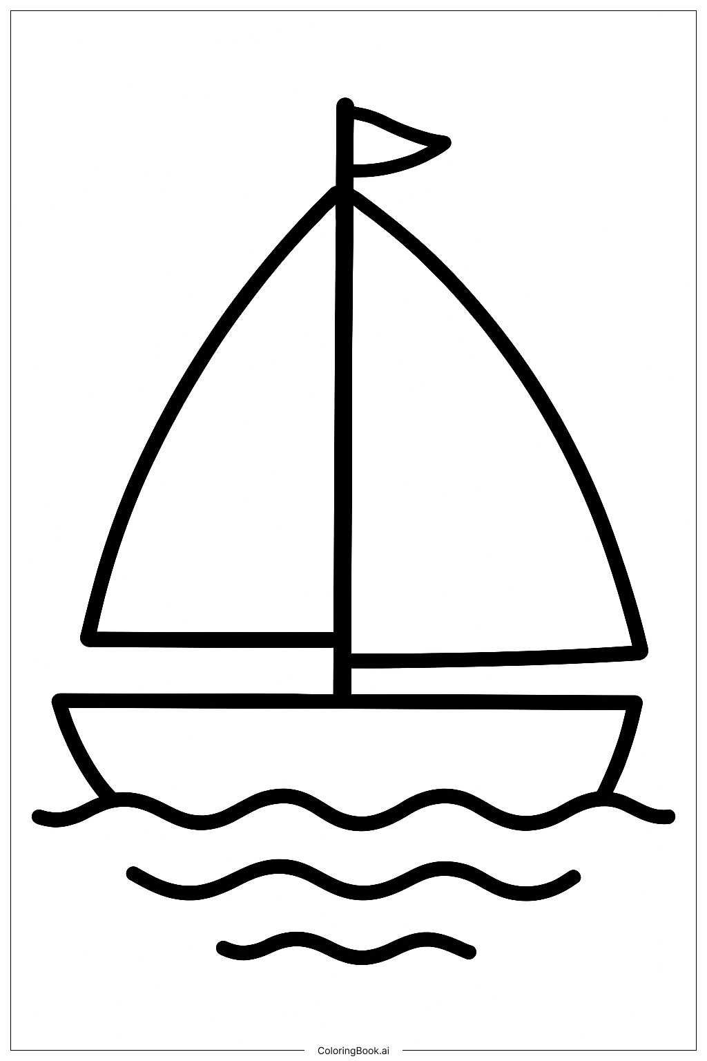  A Simple Summer Sailboat Coloring Page 