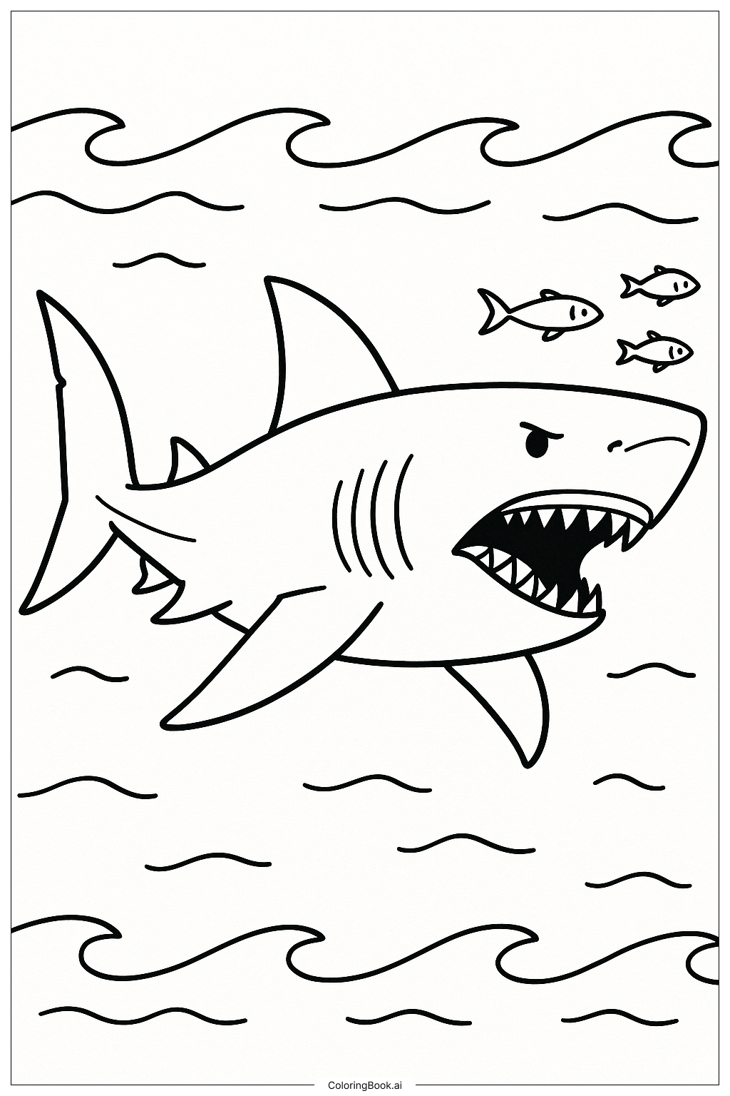  Ein mächtiger Megalodon Ausmalseite 