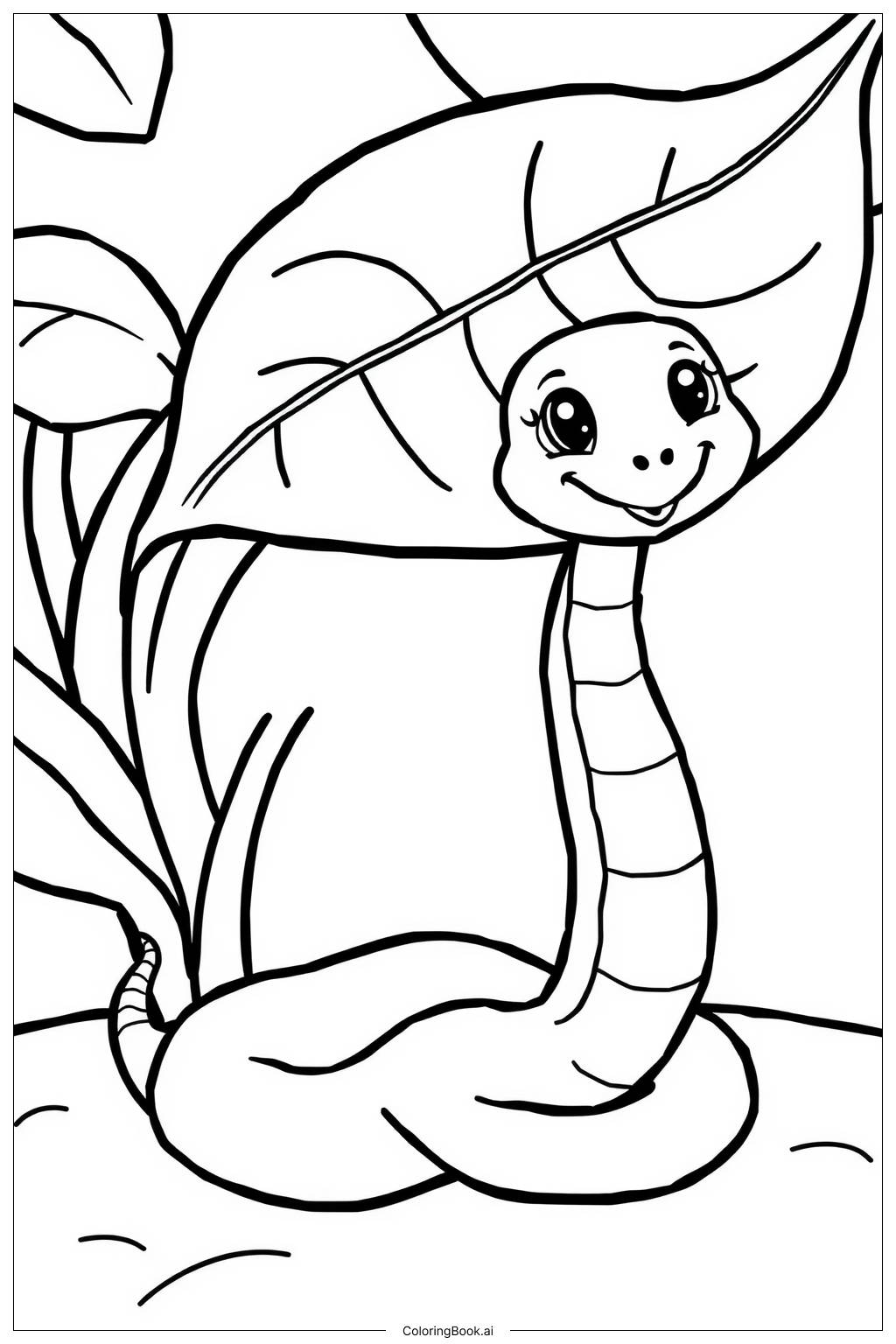  Page de coloriage Serpent Amusant Enroulé 