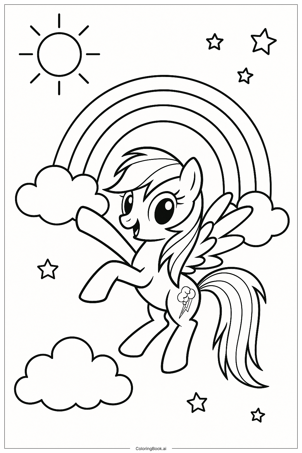 Trang tô màu Rainbow Dash Tạo Cầu Vồng