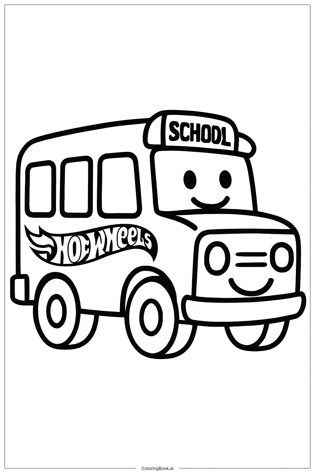 A Happy Hot Wheels School Bus Coloring Page 