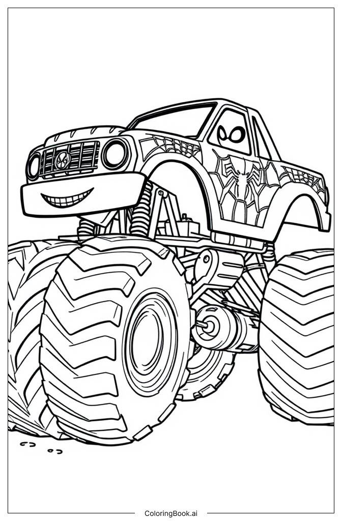  Monster Truck Spider-Man Coloring Page 