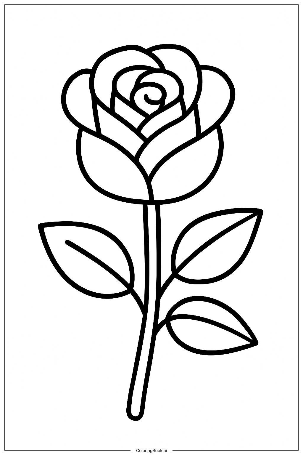  Página para colorir de Uma Única Rosa no Jardim 