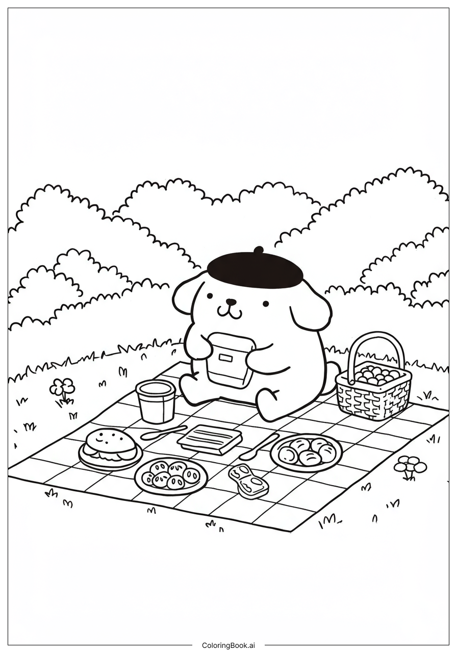 Pompompurin Picnic Day Coloring Page