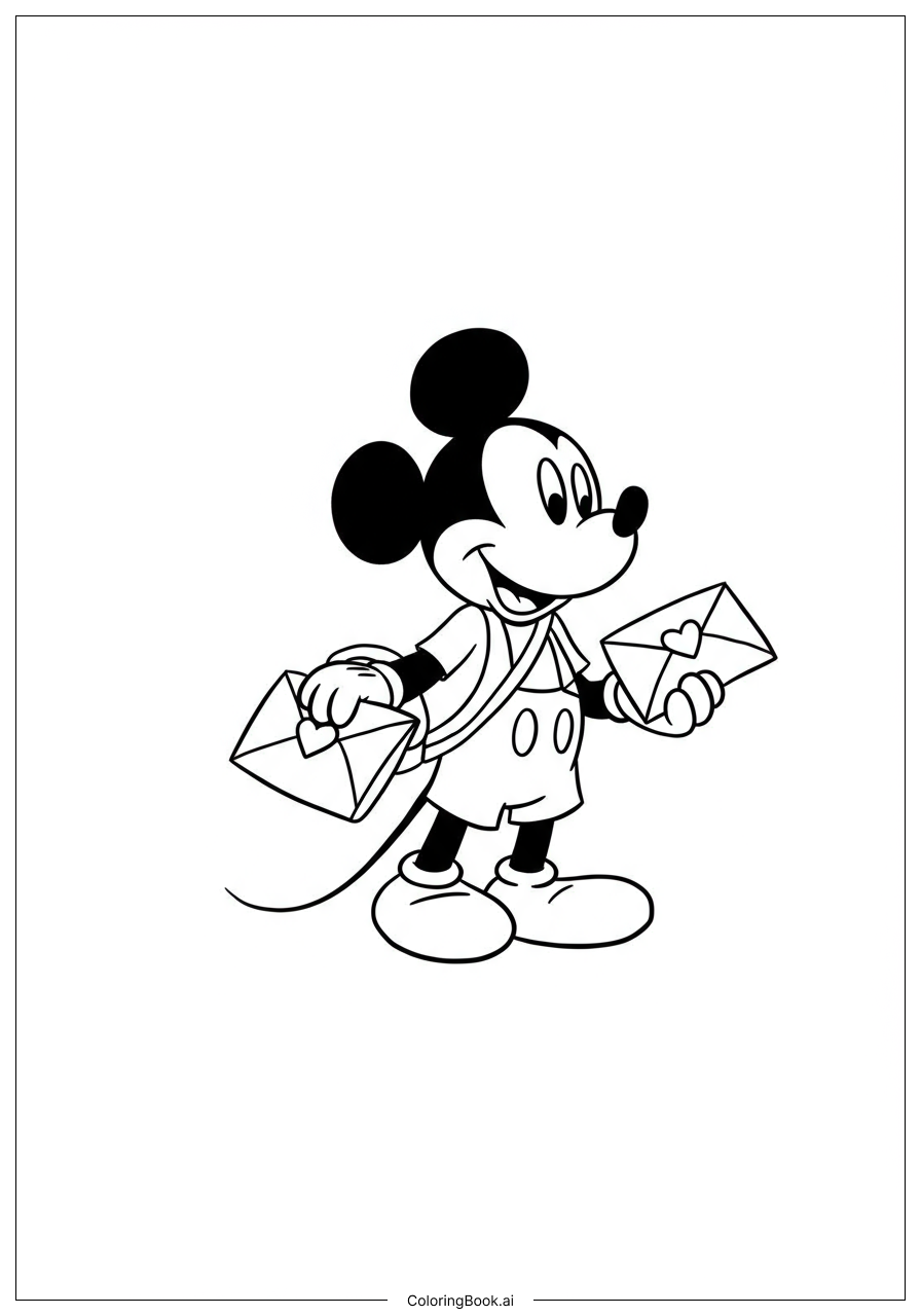  Trang tô màu Mickey Mouse Giao Thư Tình Nhân 