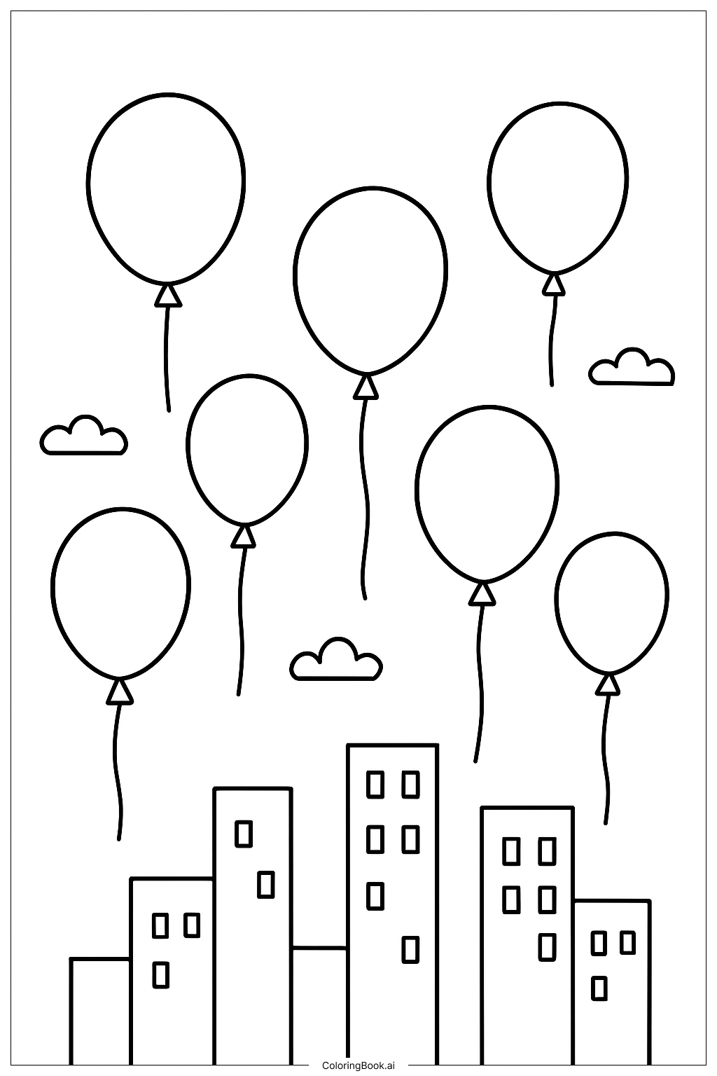  Page de coloriage Défilé de Ballons Esthétique 