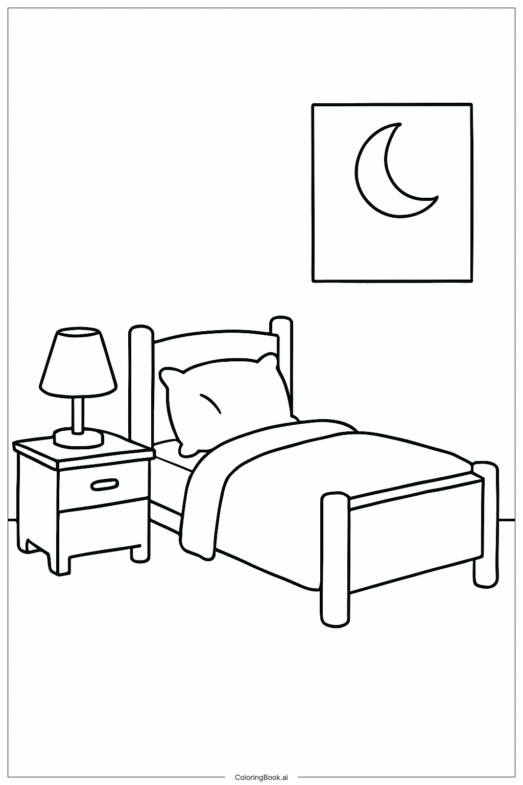  Page de coloriage Chambre Esthétique et Confortable 