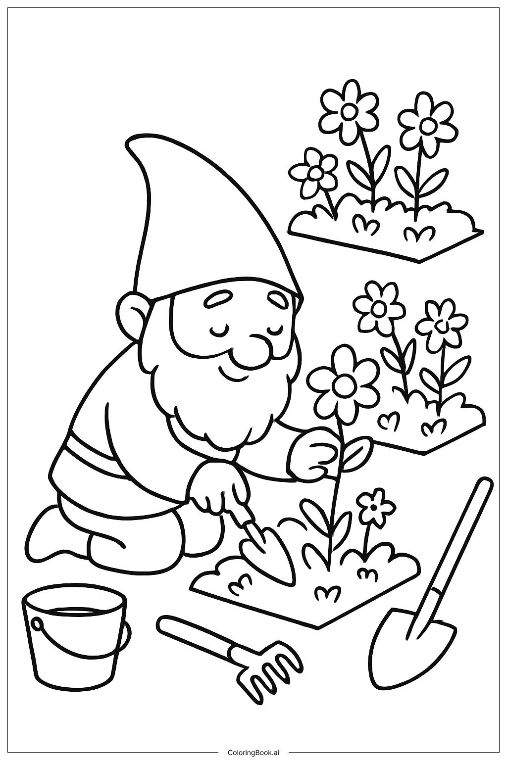  Page de coloriage Nain de Jardin Esthétique 