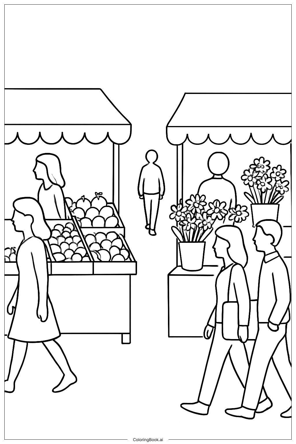  Page de coloriage Promenade Esthétique au Marché 